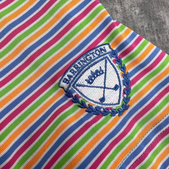 Donald‎ Ross Shirt Men Large Pink Orange Stripe Golf BAARRINGTON GOLF CLUB Flaw - Picture 3 of 10